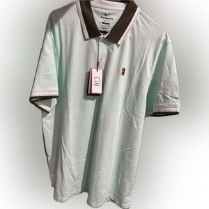 NEW Nike Light Green Polo Shirt with Brown Collar